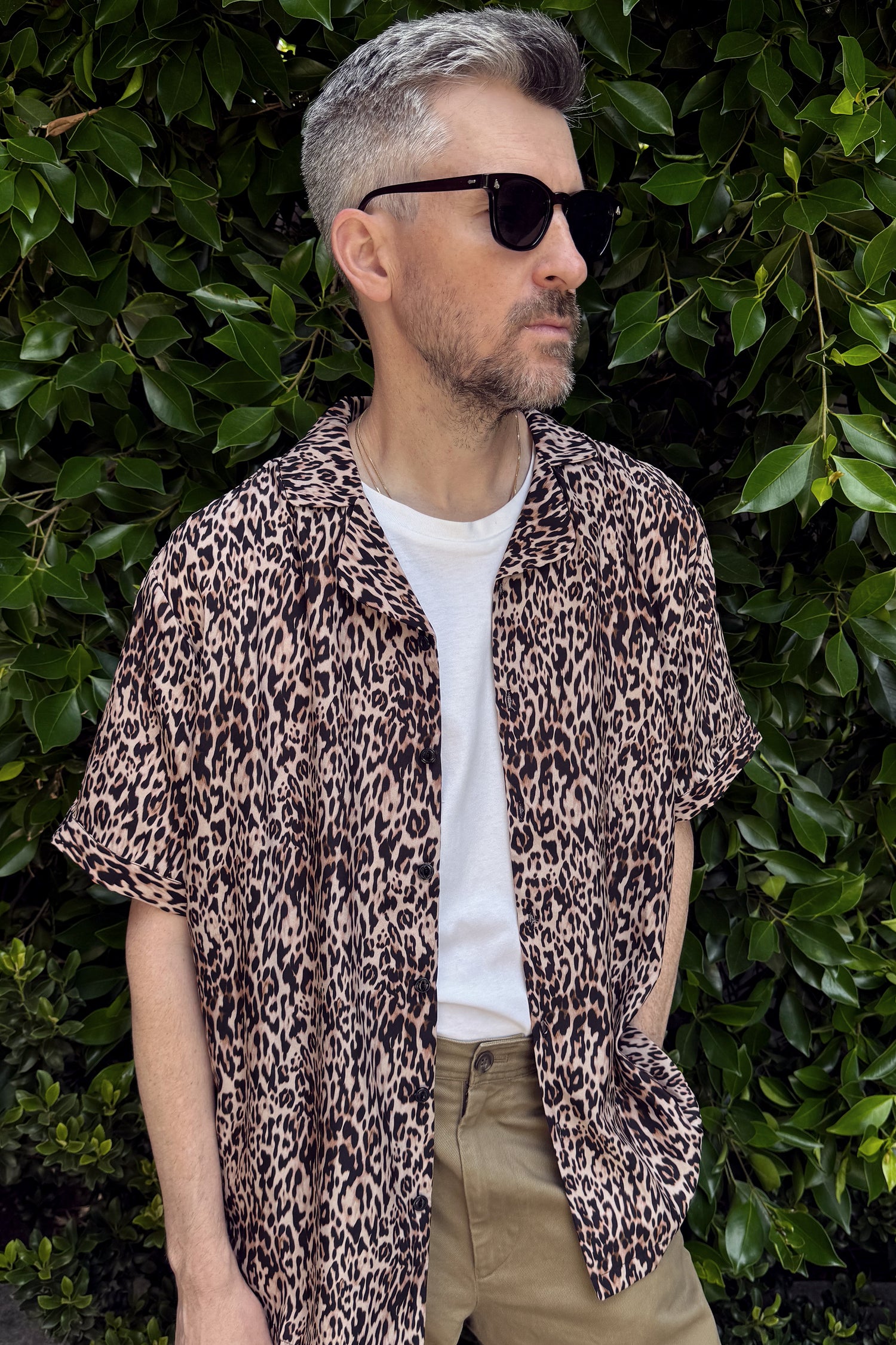 Silk Ross Shirt L / Leopard