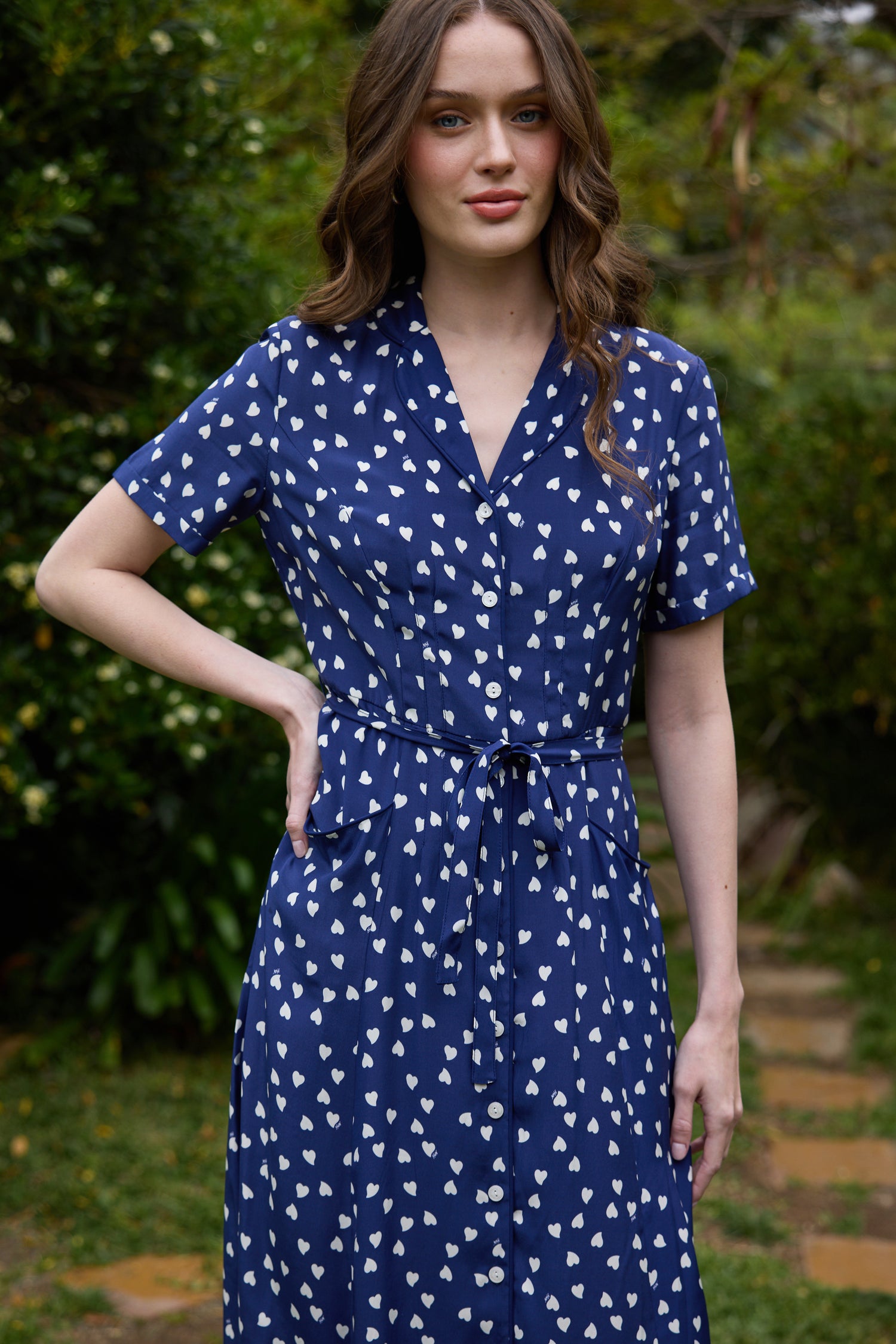 Long Maria Dress - Navy Heart HVN Long Maria Dress - Navy Heart HVN