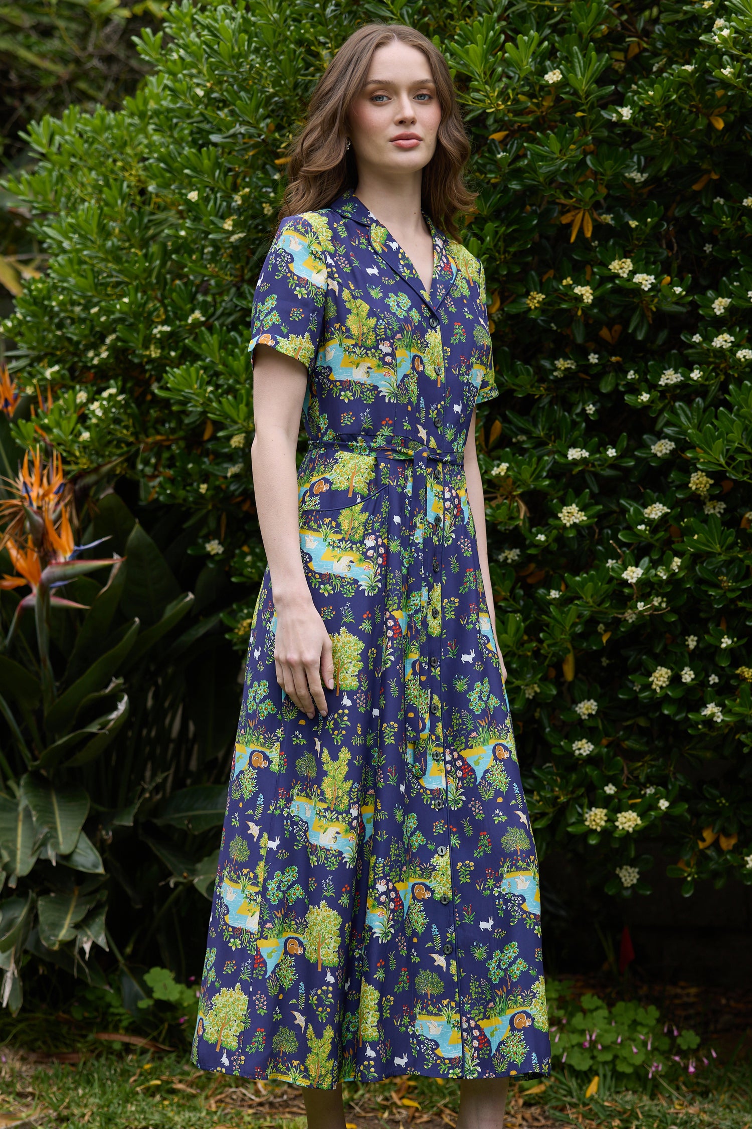 Long Maria Dress - Garden Scene 12 / Garden Wildlife Scene Long Maria Dress - Garden Scene 12 / Garden Wildlife Scene