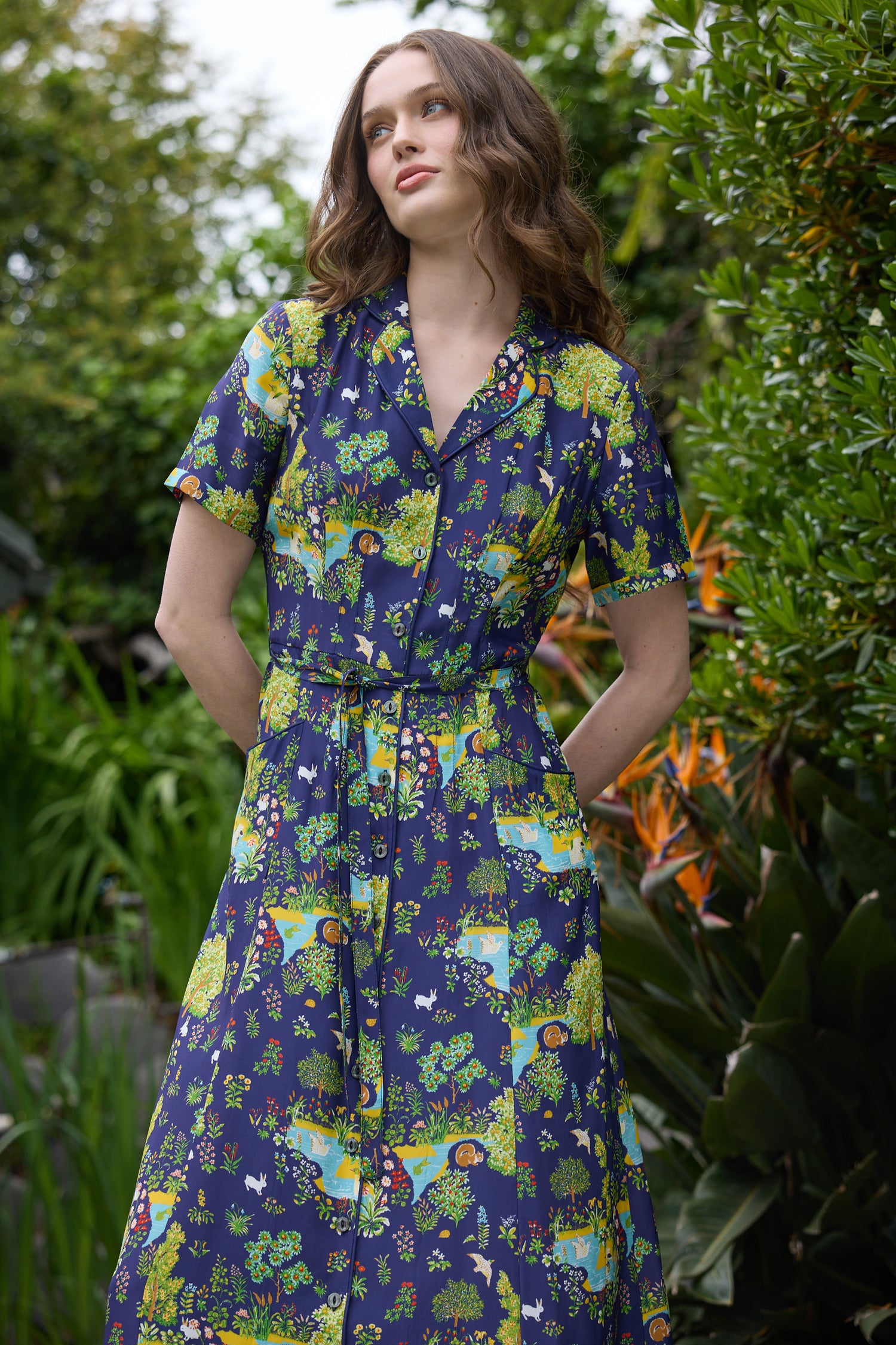 Long Maria Dress - Garden Scene HVN Long Maria Dress - Garden Scene HVN