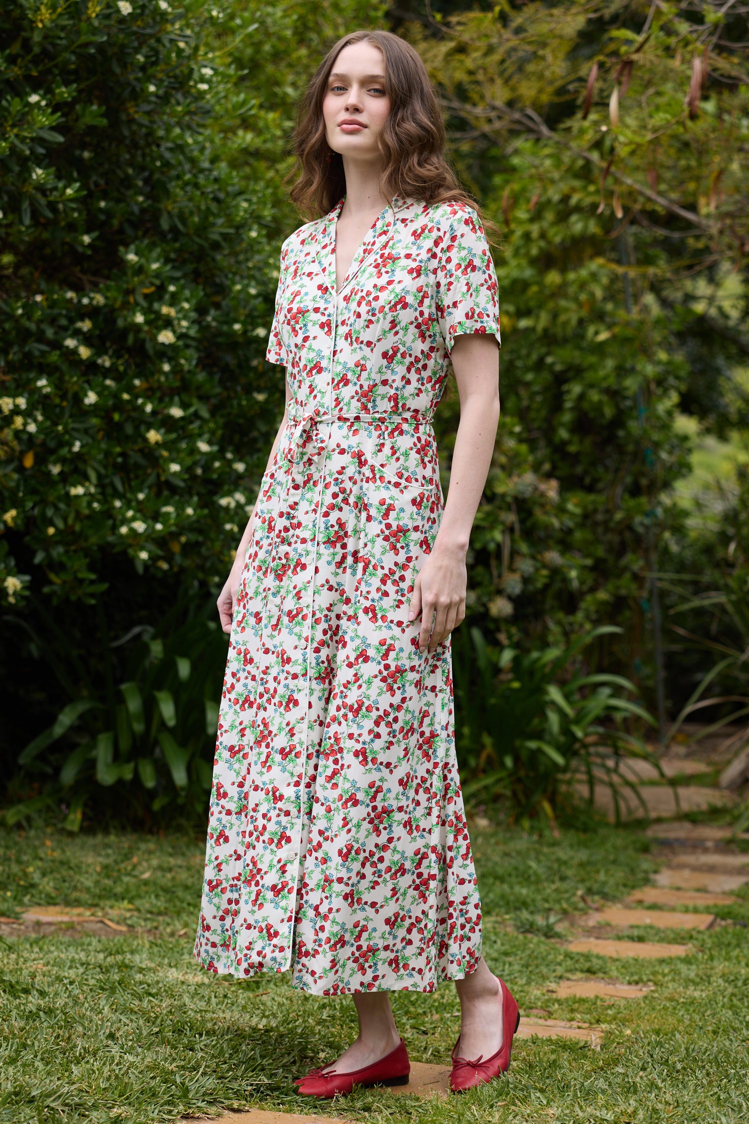 Long Maria Dress - Strawberry Vine 6 / Strawberry Vine Long Maria Dress - Strawberry Vine 6 / Strawberry Vine
