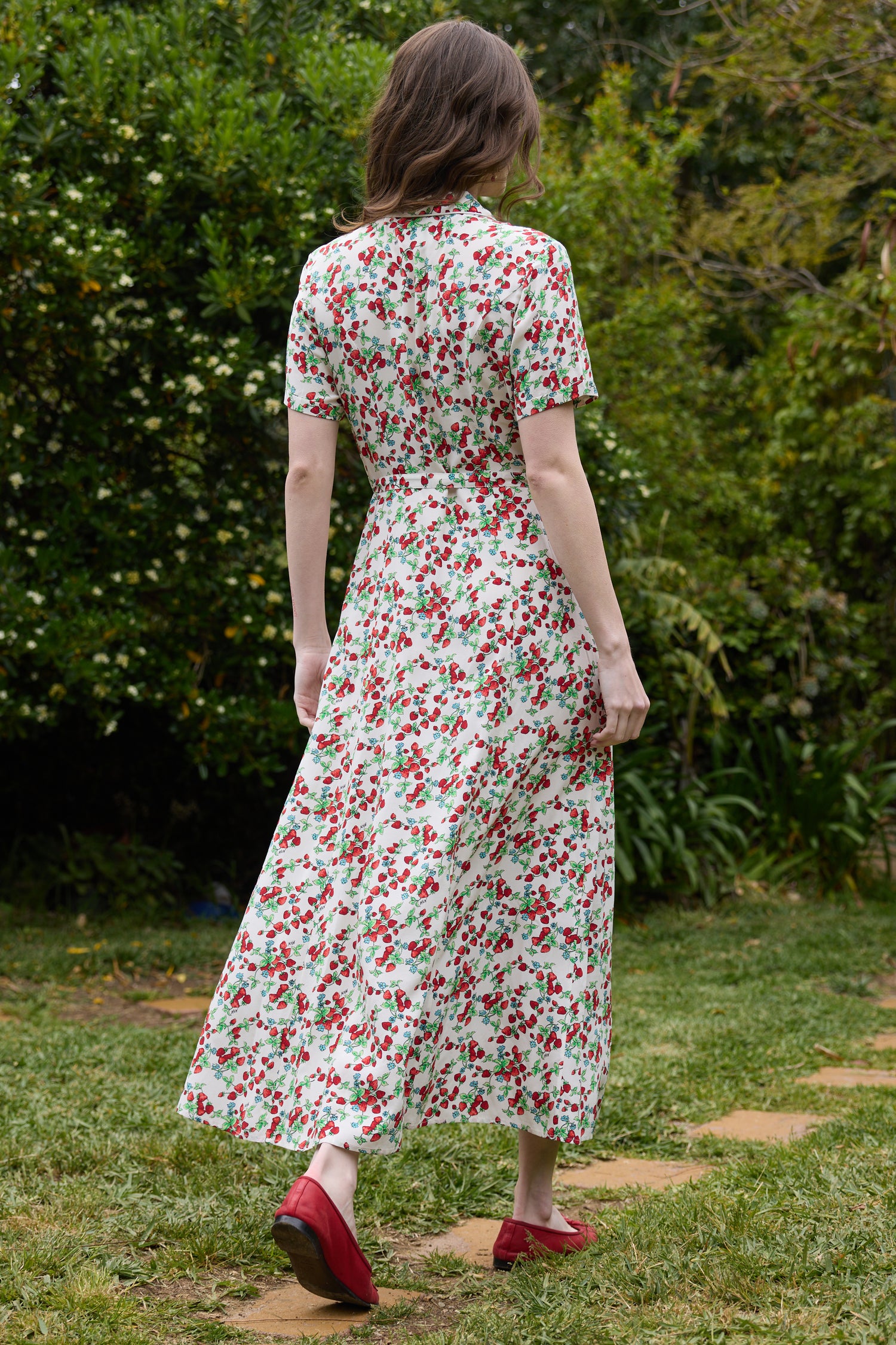 red dress with white leaves Dress Leaves Print Red White