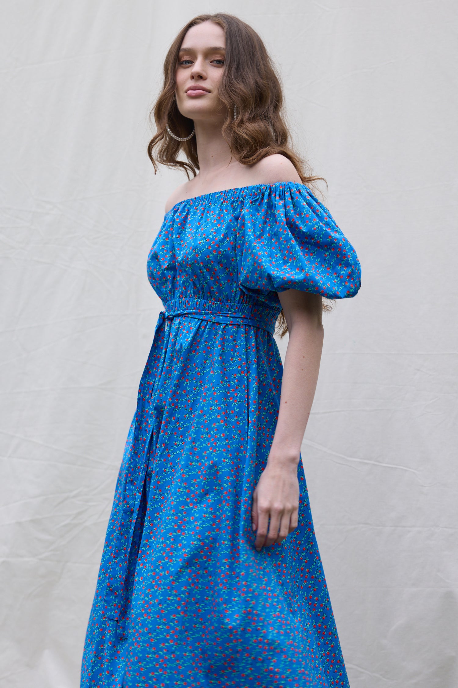 Madison Off the Shoulder Dress - Blue Rosebud HVN Madison Off the Shoulder Dress - Blue Rosebud HVN