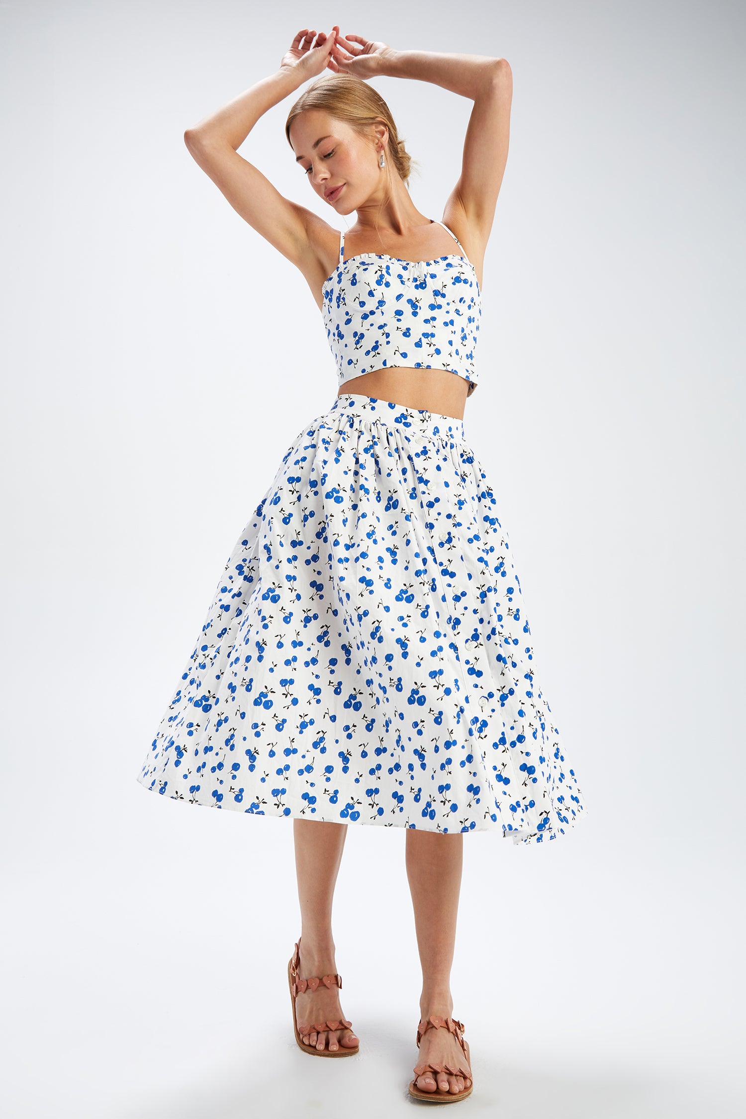 Hope Cotton Pleated Skirt - Blue Cherry – HVN