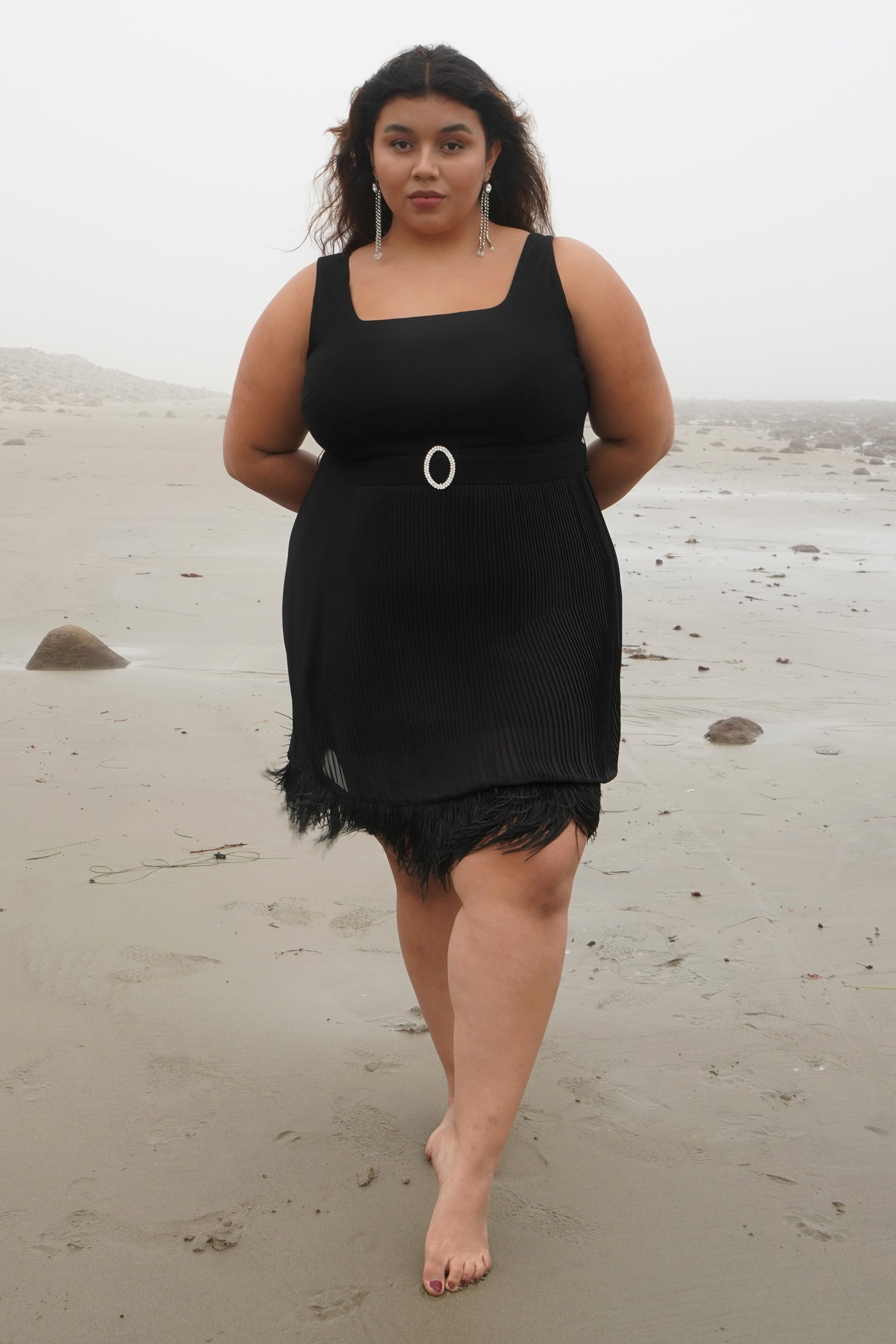 スーツ・フォーマル・ドレス 2WAY LADY LIKE FEATHER DRESS Black oksana__26324.1669914214.1280.