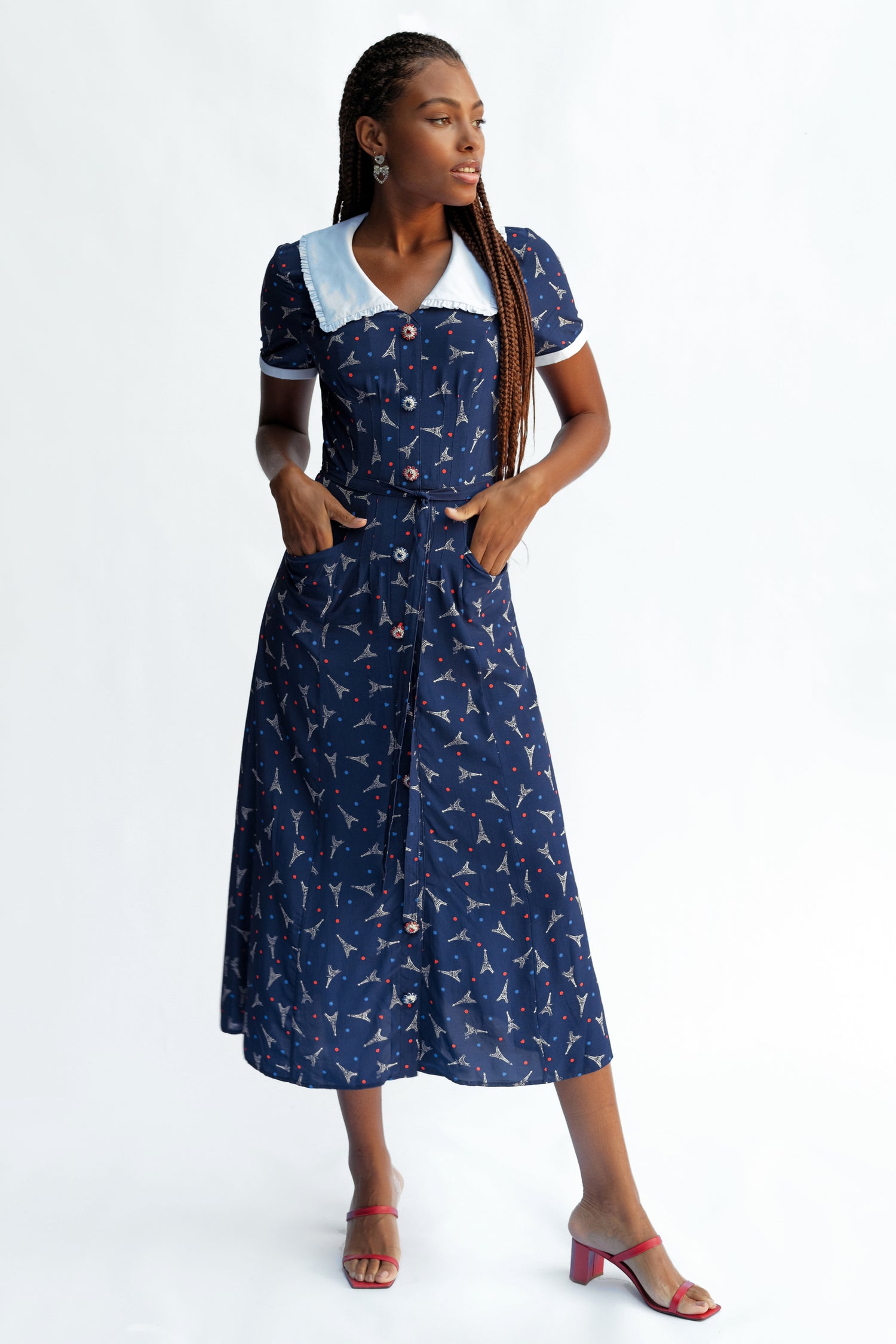 Marina Button Down Dress w. Collar
