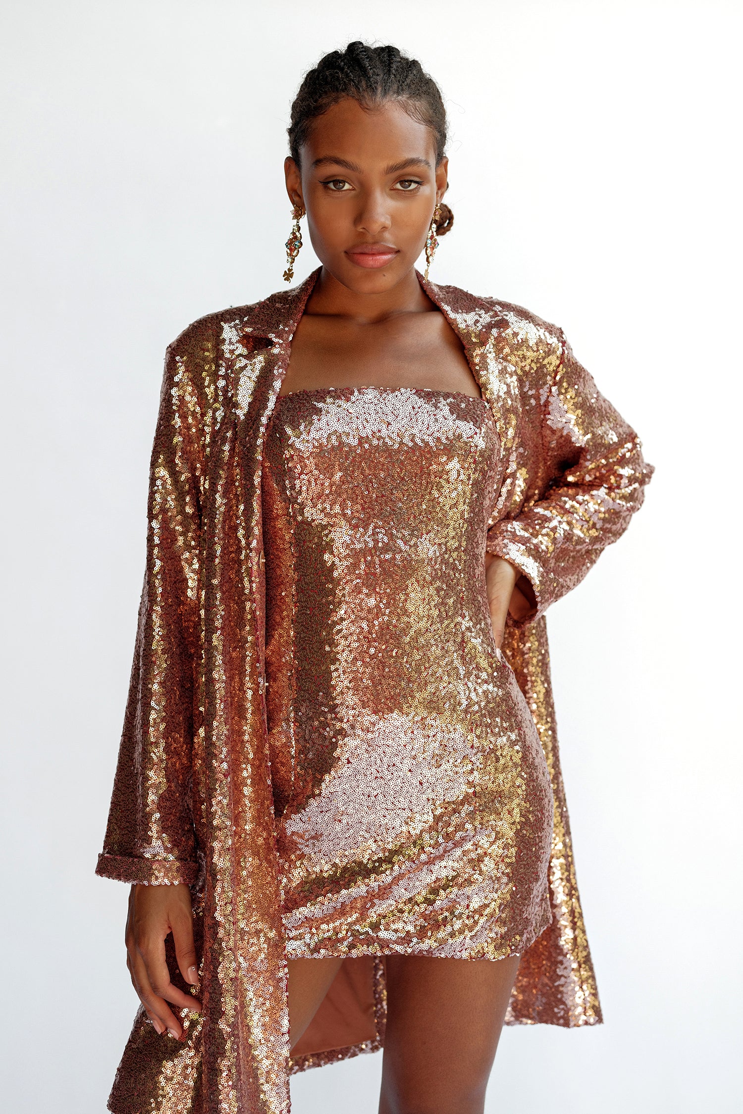 Mia Rose Gold Satin Dress