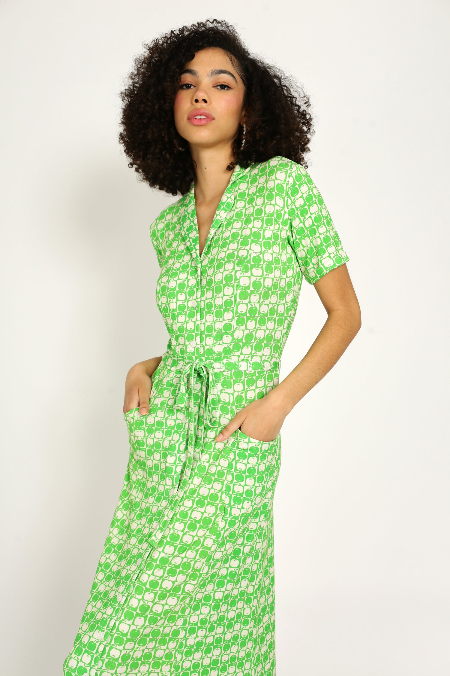 Jersey Button Down Dress - Green Apple 18 / Green Apple Jersey Button Down Dress - Green Apple 18 / Green Apple