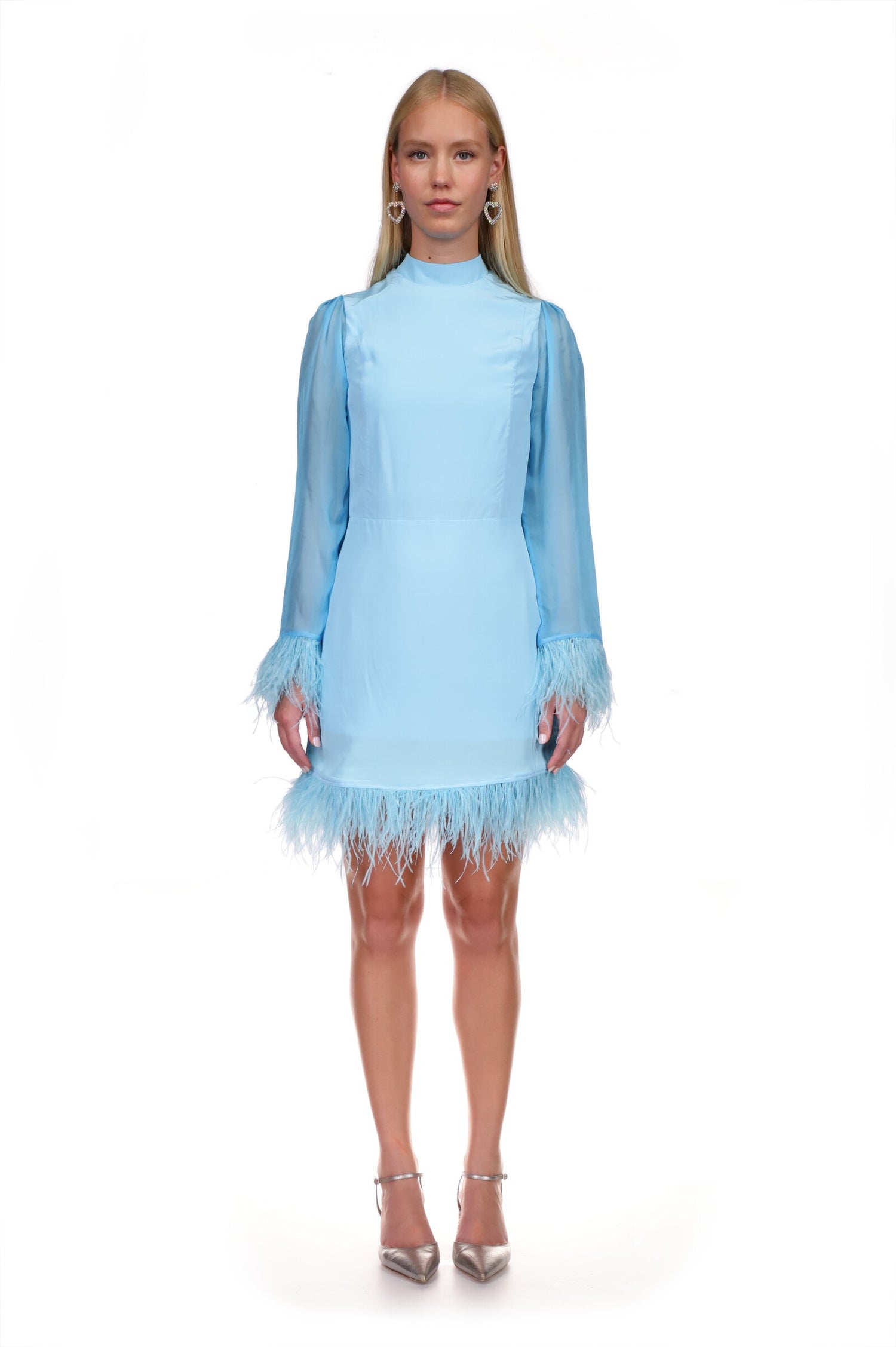 Tate Dress w. Feather Trim - Blue HVN Tate Dress w. Feather Trim - Blue HVN