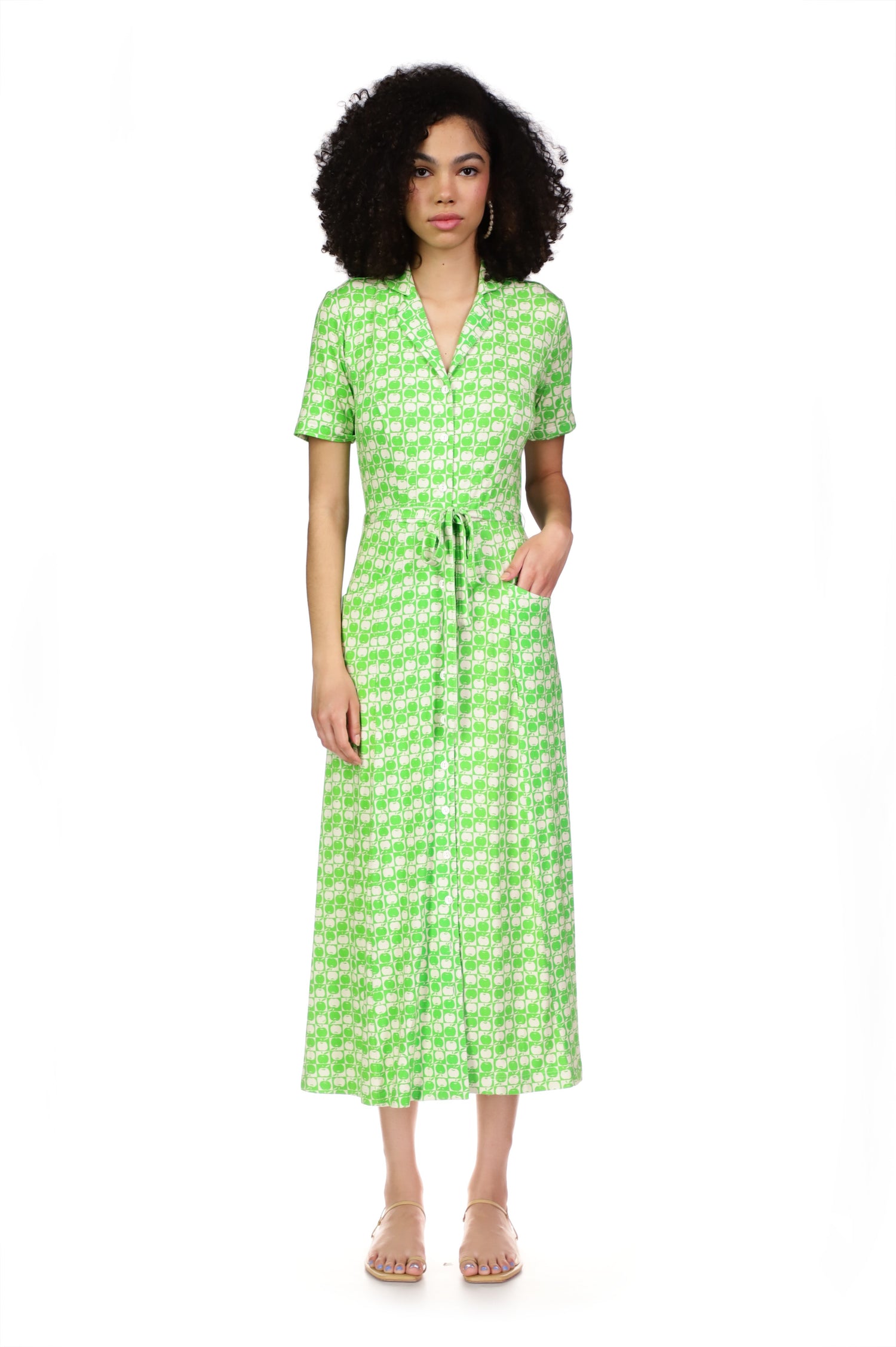 Jersey Button Down Dress - Green Apple HVN Jersey Button Down Dress - Green Apple HVN
