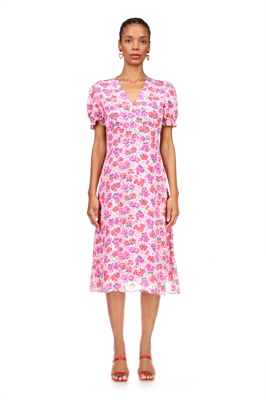 Kacey Dress w. Sheer Sleeves - Pink Poppy – HVN