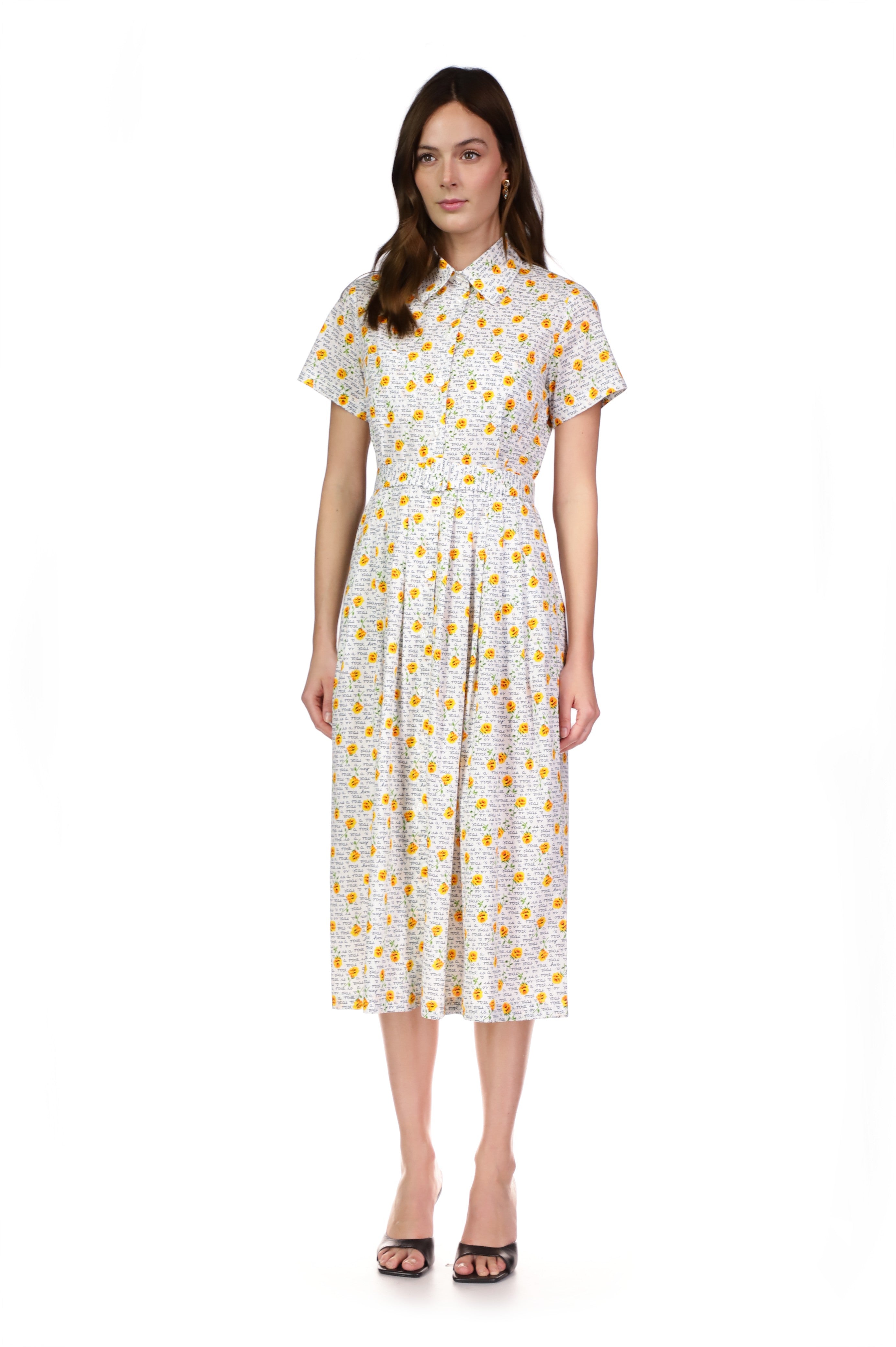 Kristin Cotton Button Down Dress A Rose Script HVN