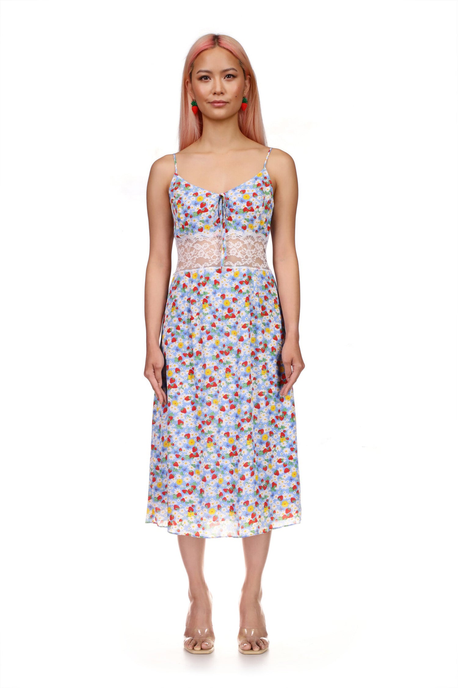 Chrissy Slip Dress W. Lace - Strawberry Daisy 4 / Strawberry Daisy Chrissy Slip Dress W. Lace - Strawberry Daisy 4 / Strawberry Daisy